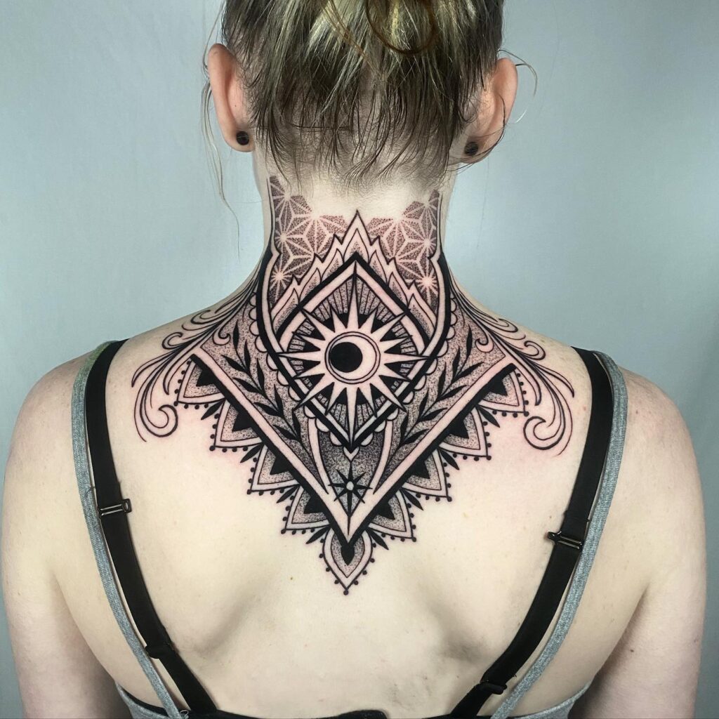 Bold Black And Grey Rose Neck Tattoo