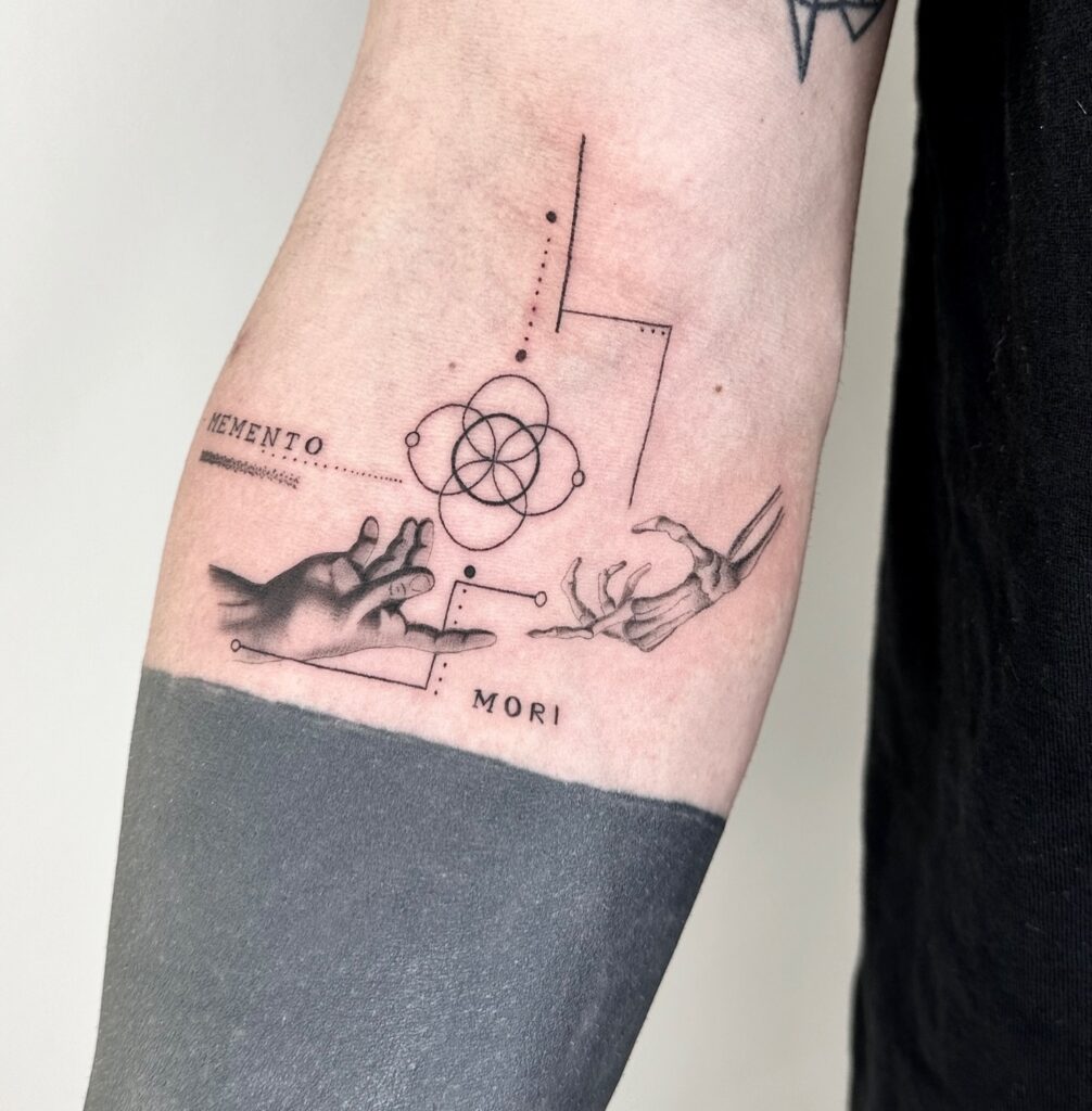 Cracked Roman Clock Memento Mori Chest Tattoo