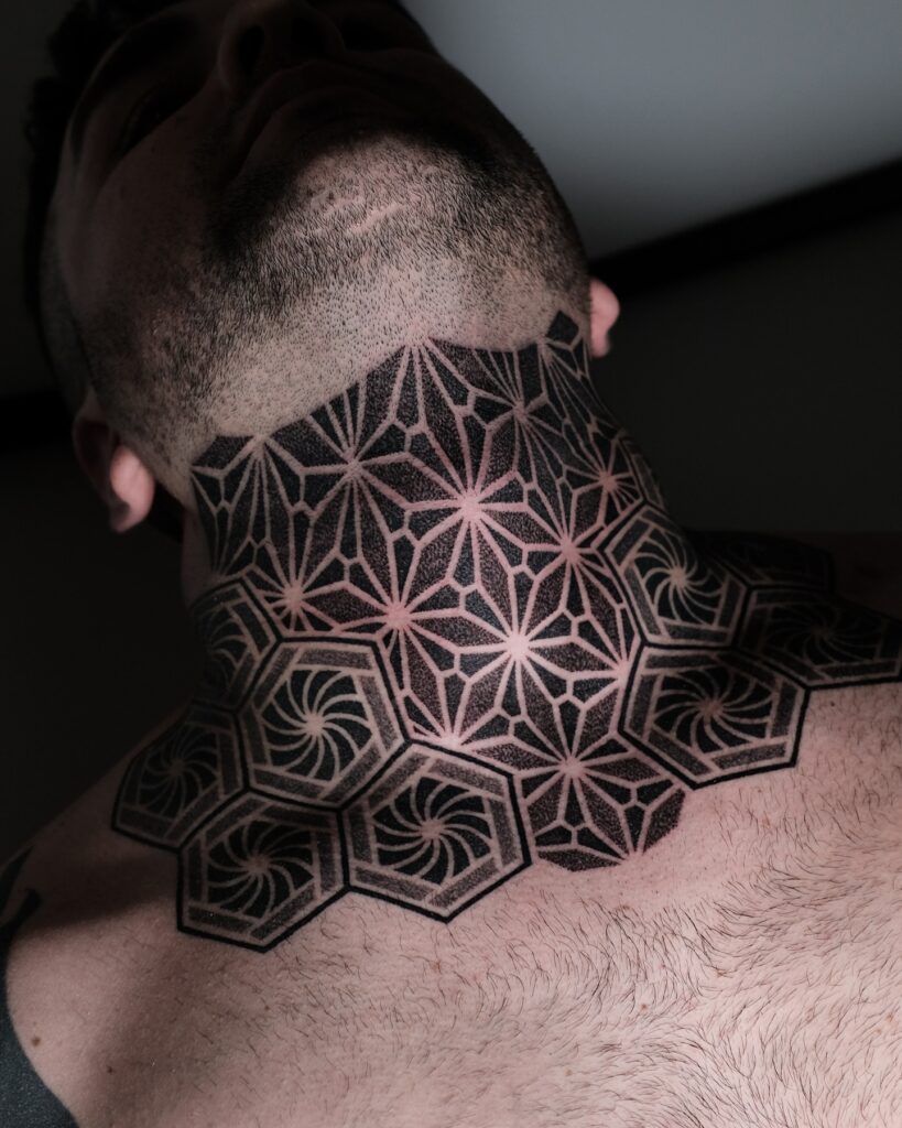 Demonic Spine Armor Neck Tattoo
