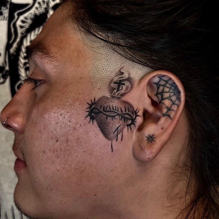 Dual Skulls Sacred Heart Tattoo sacred heart tattoo ideas tattoo