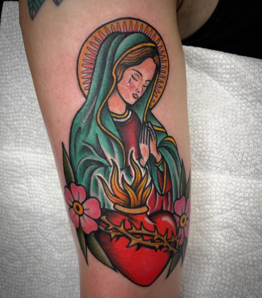 Starlit Veil Virgin Mary Tattoo virgin mary tattoos tattoo