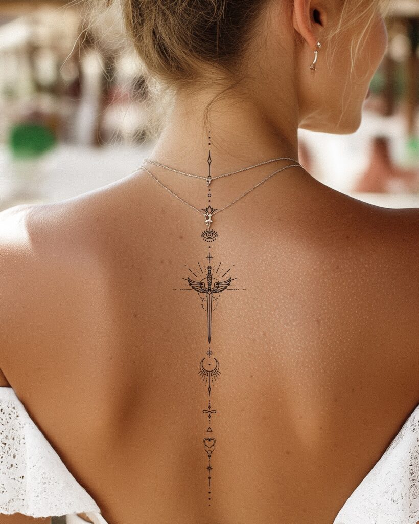 Sacred Power and Protection Spine Tattoo symbols tattoos tattoo