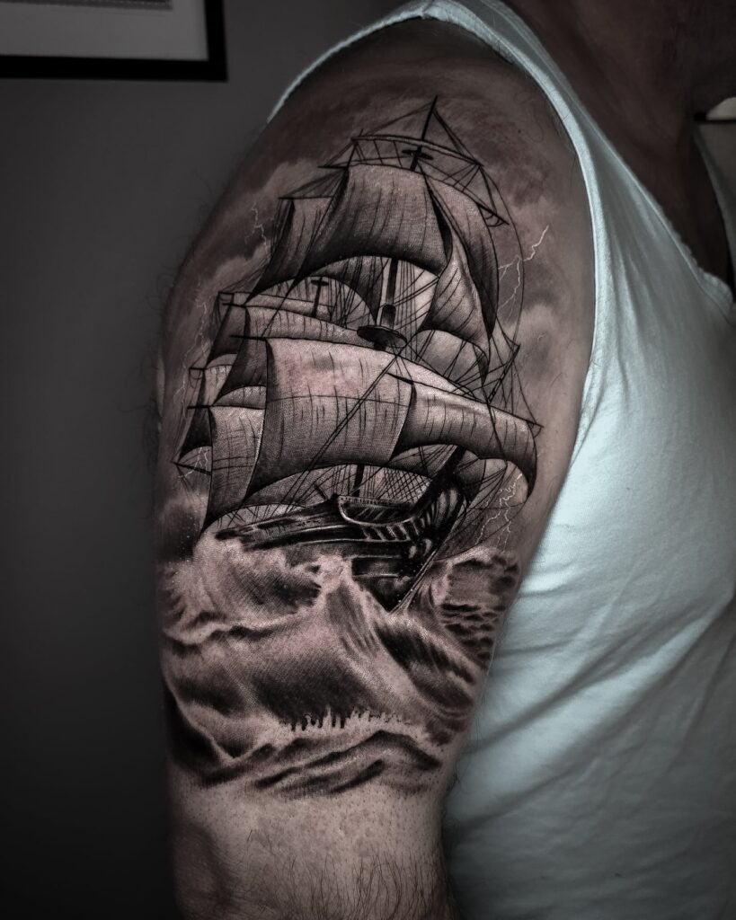 Sailing Ship Half Sleeve Tattoo half sleeve tattoos for men tattoo