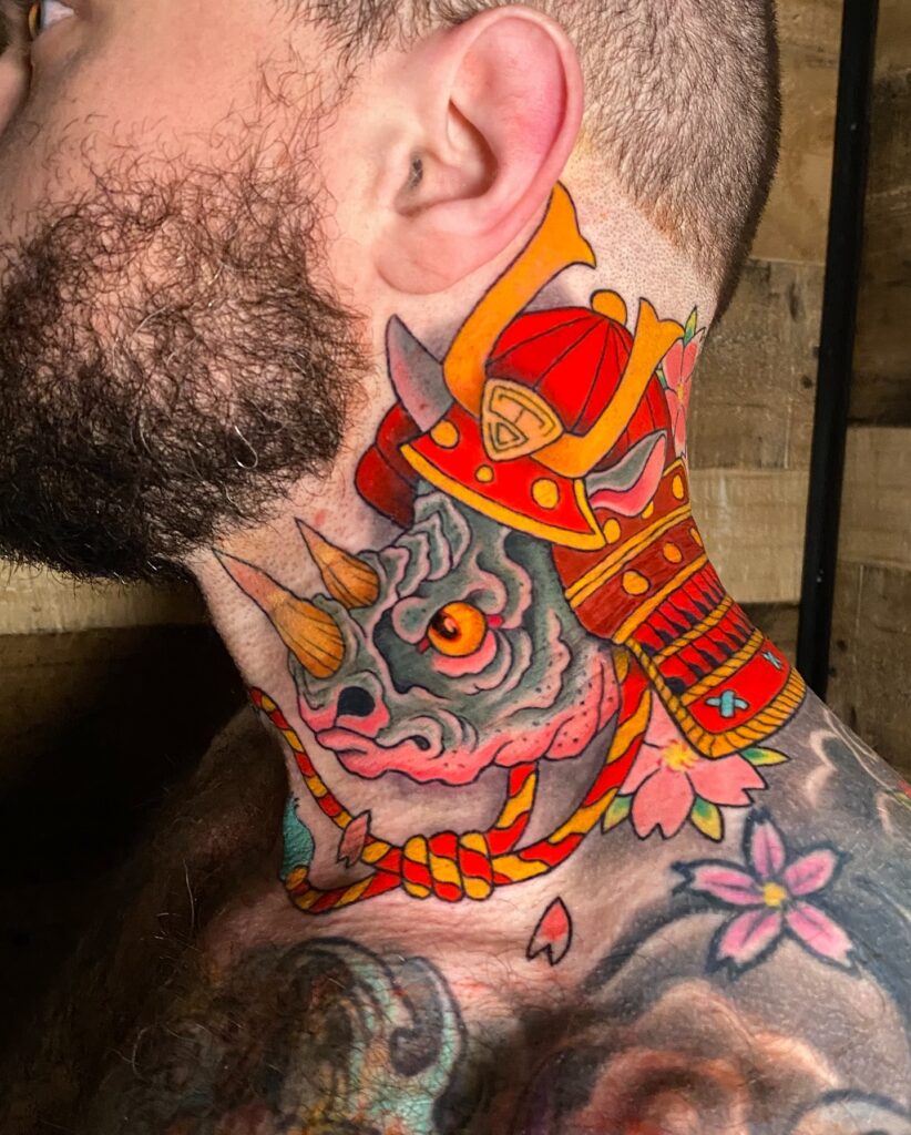 Sexy Clown Woman Neck Tattoo
