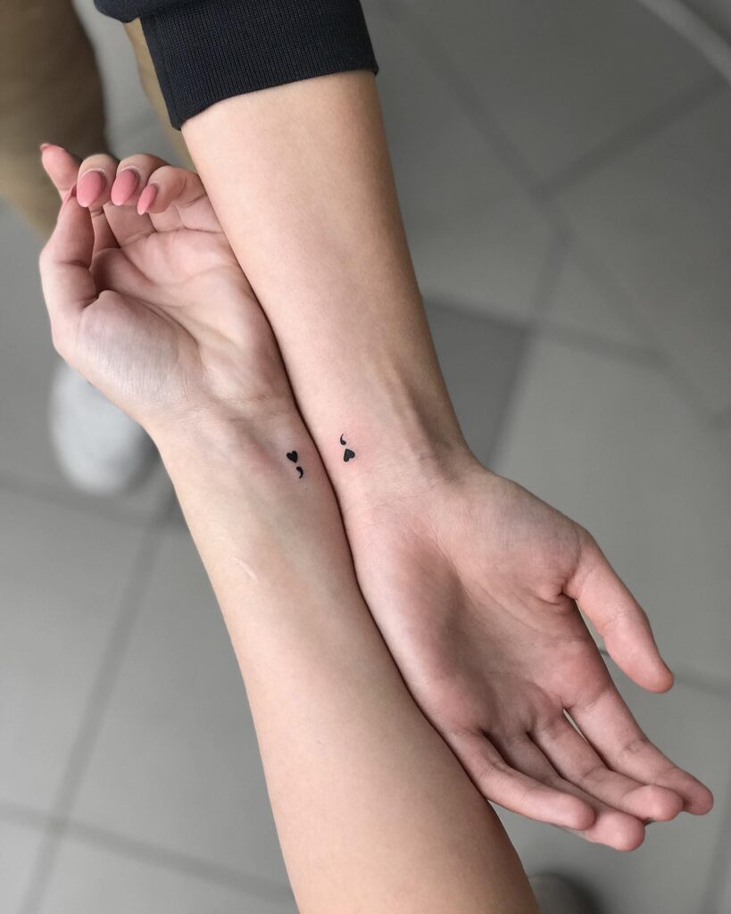 Semicolon and Heart Matching Tattoos for Best Friends matching best friend tattoos tattoo