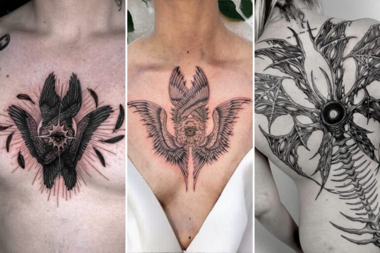 Aesthetic seraphim angel tattoo ideas and delicate ink ideas collage