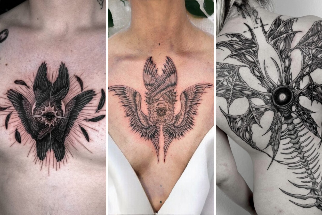 Aesthetic seraphim angel tattoo ideas and delicate ink ideas collage