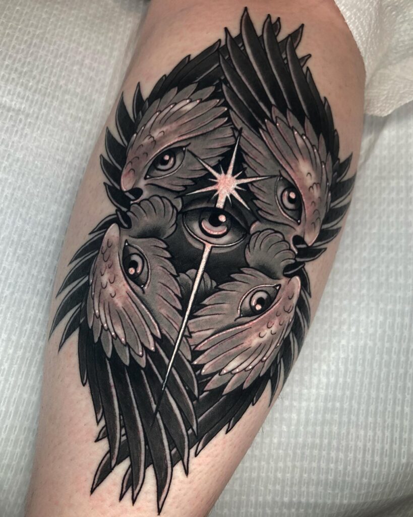 Seraphim Eye Cluster Tattoo with Radiant Spear seraphim angel tattoo ideas tattoo