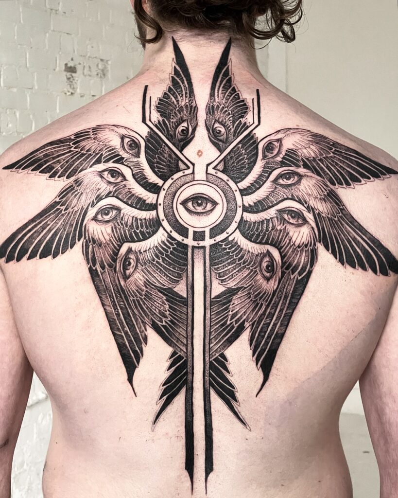 Seraphim Sacred Geometry Back Tattoo angel tattoo ideas tattoo