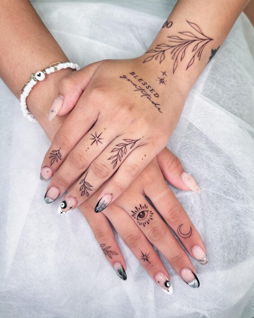 Mystical Numerology And Floral Hand Tattoos