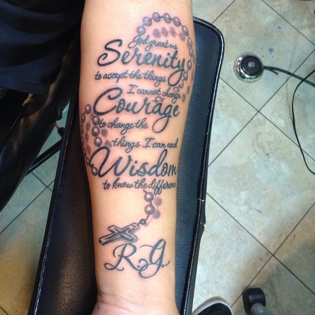 Floral Rosary Tribute Tattoo