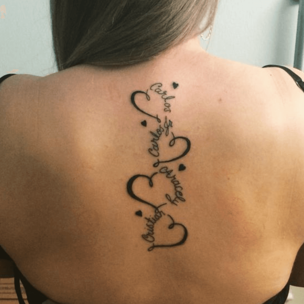 Series of Linear Hearts with Child Names kids name tattoo