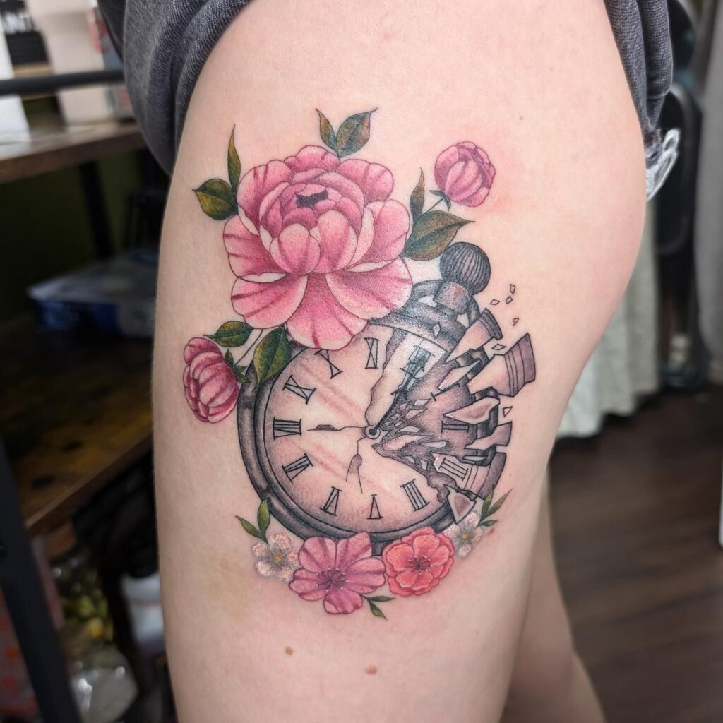 Mechanical Pocket Watch and Gears Sleeve Tattoo pocket watch tattoos tattoo