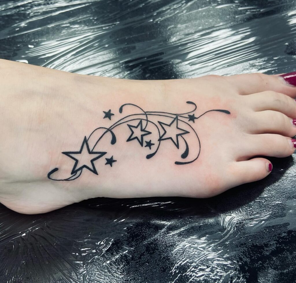 Sun And Olive Branch Foot Tattoo