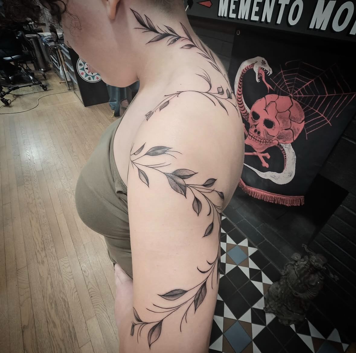 Sampaguita Vine Wrap Tattoo on Shoulder and Arm vine tattoos tattoo