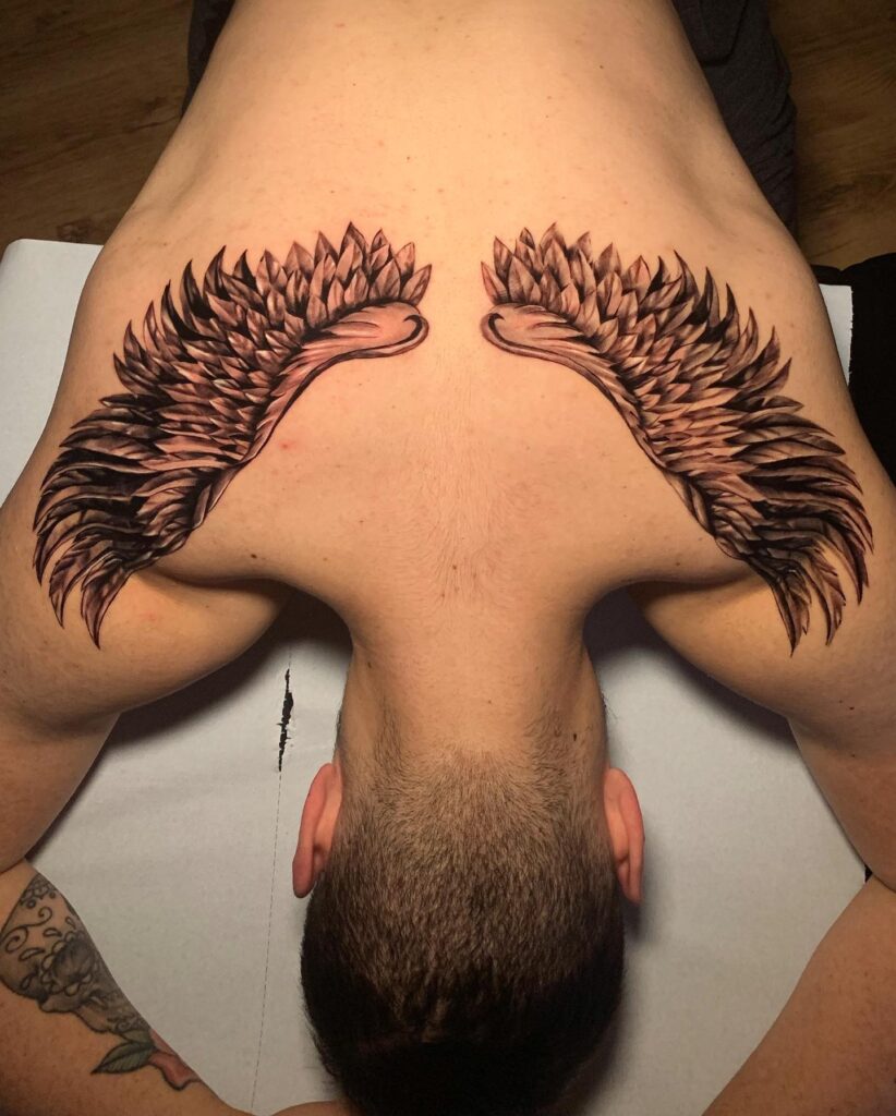 Memorial Angel Wings with Heaven’s Whisper Quote angel wings tattoo ideas on back tattoo