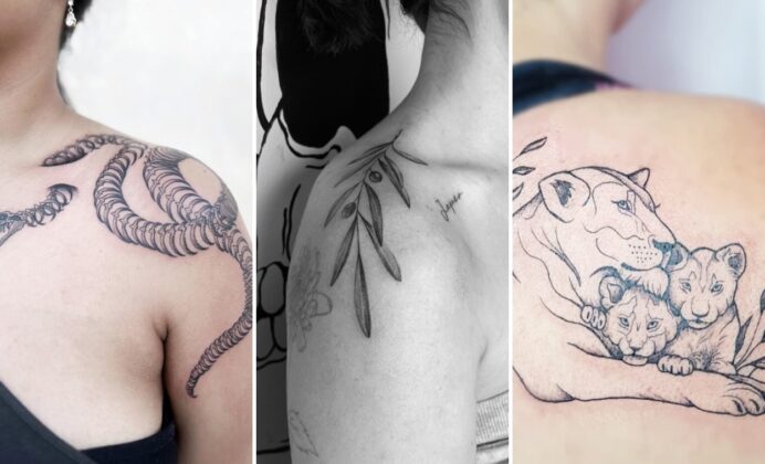25+ Shoulder Tattoo Ideas for Women Framing Collarbones and Cap Sleeves