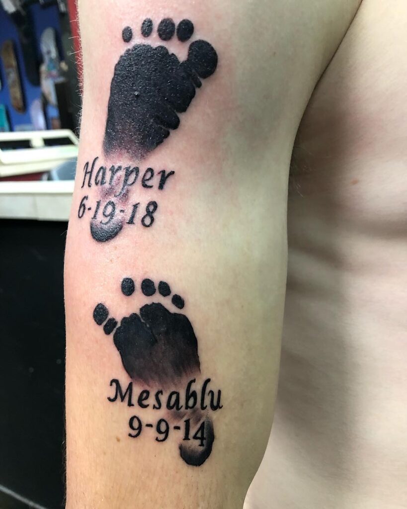 Sibling Baby Footprints Tattoo baby feet tattoos tattoo