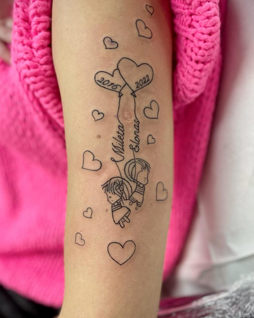 Sibling Love Balloon Tattoo