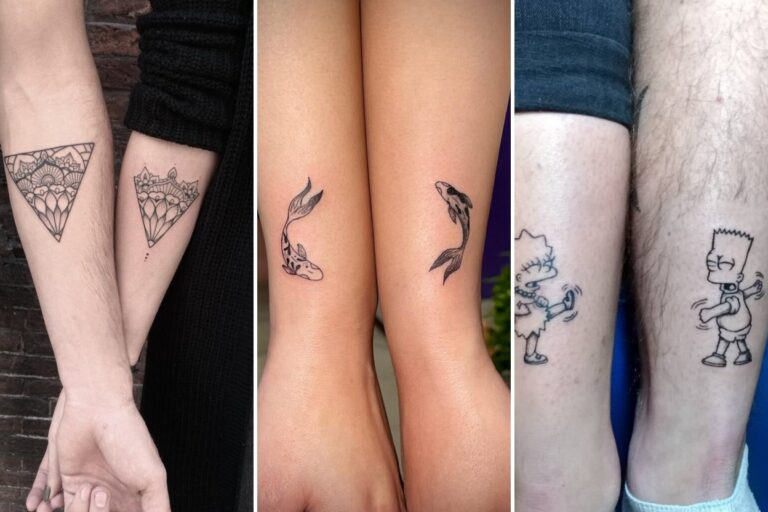 Aesthetic sibling tattoos and delicate ink ideas collage