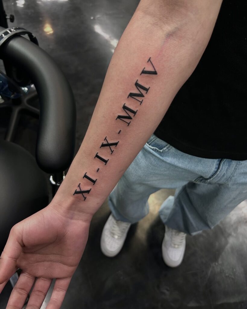 Roman Numeral Inner Arm Tattoo roman numerals tattoos tattoo
