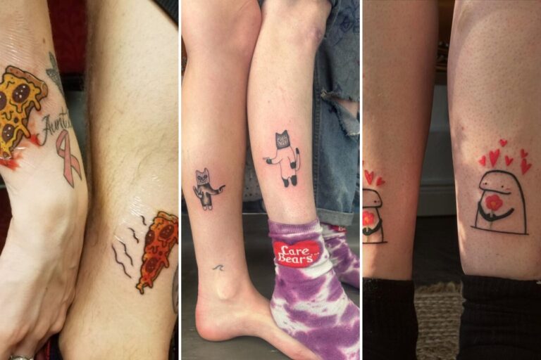 Aesthetic silly matching tattoos and delicate ink ideas collage
