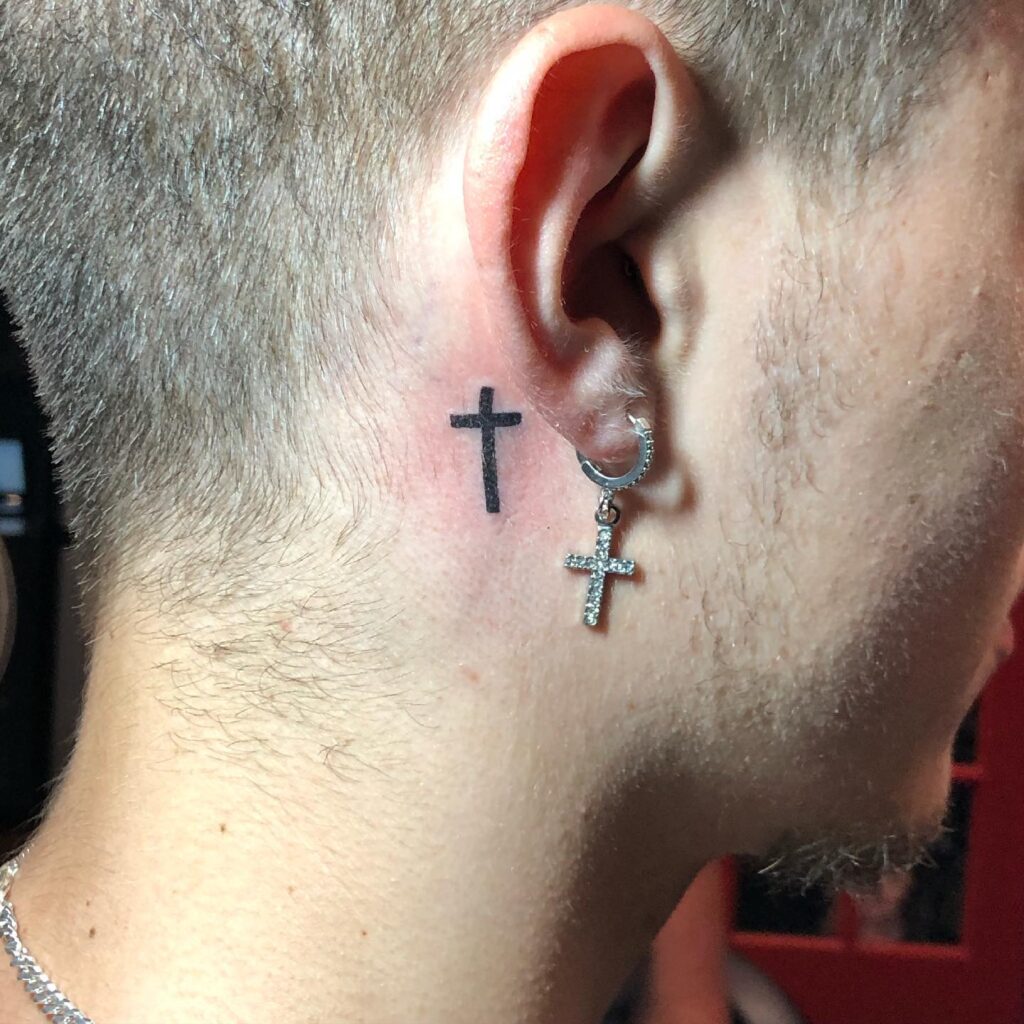 Roman Numeral Date Behind the Ear behind the ear tattoo ideas for men tattoo