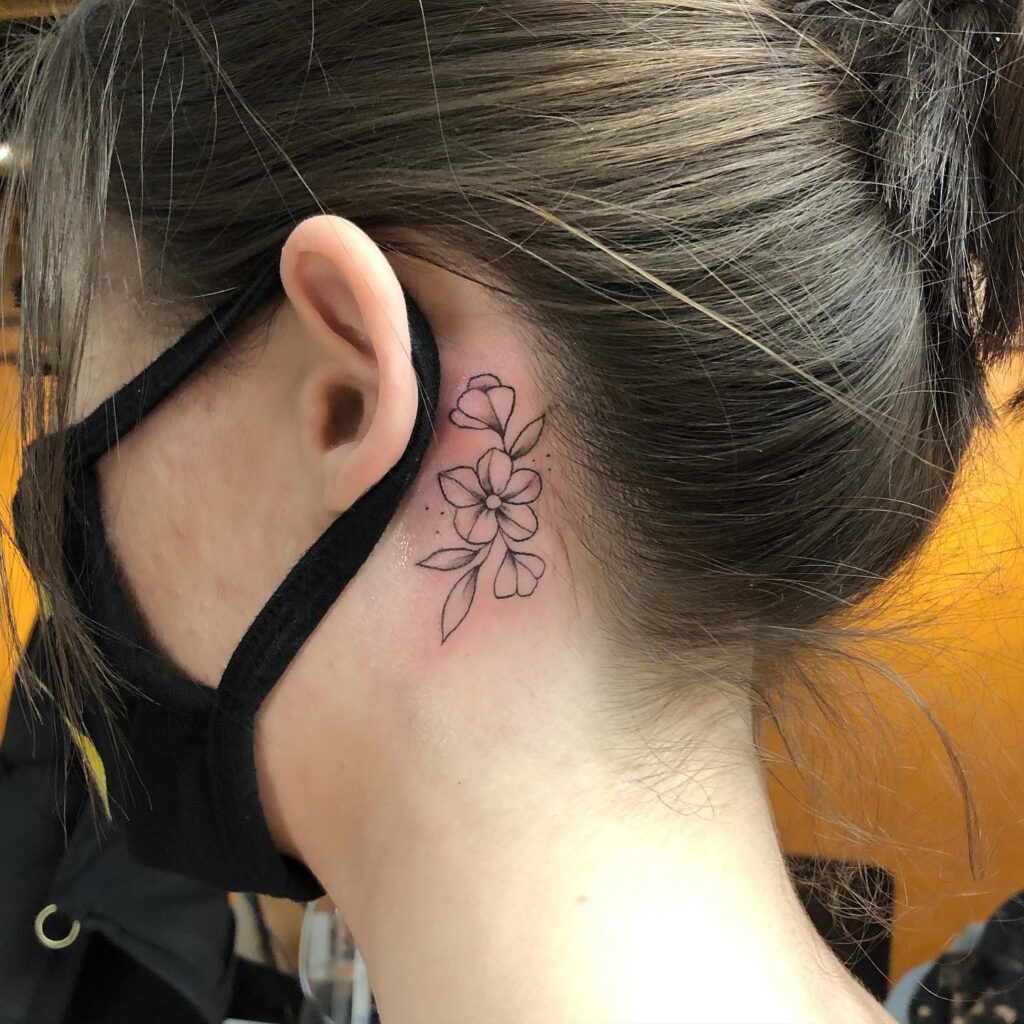 Dragons and Crescent Moon Behind-the-Ear Tattoo behind the ear tattoos tattoo