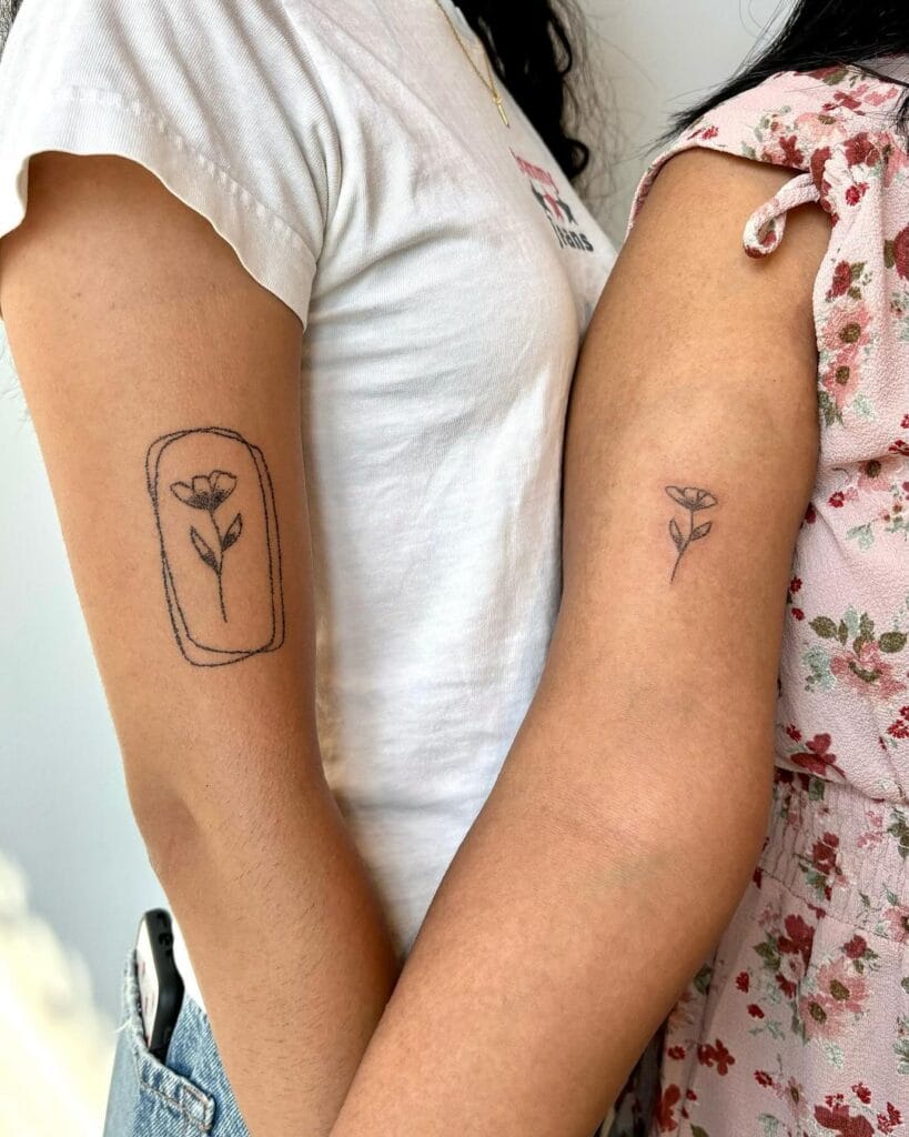 Simple Flowers mother and daughter tattoo ideas tattoo