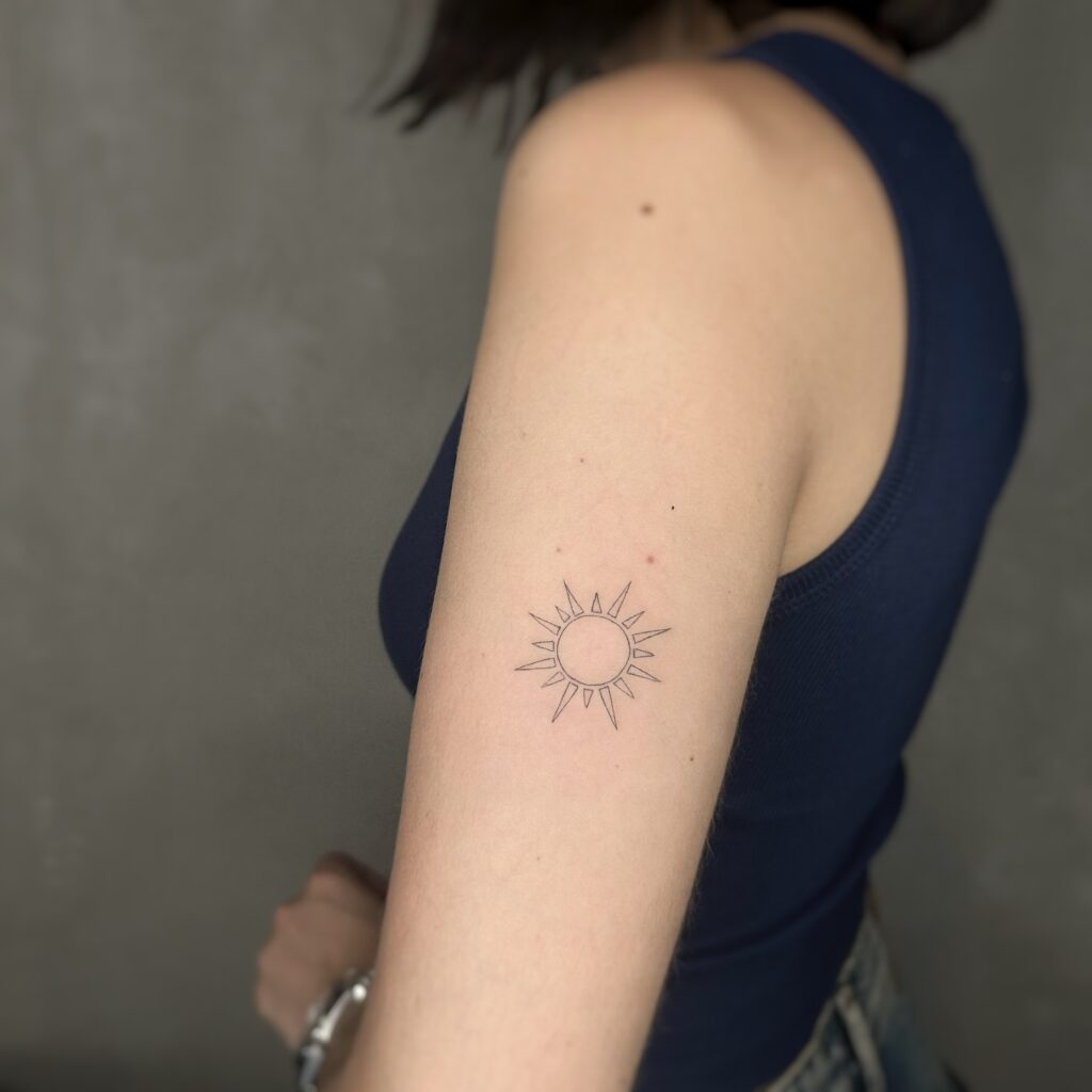 Simple Linework Sun Tattoo sun tattoos tattoo