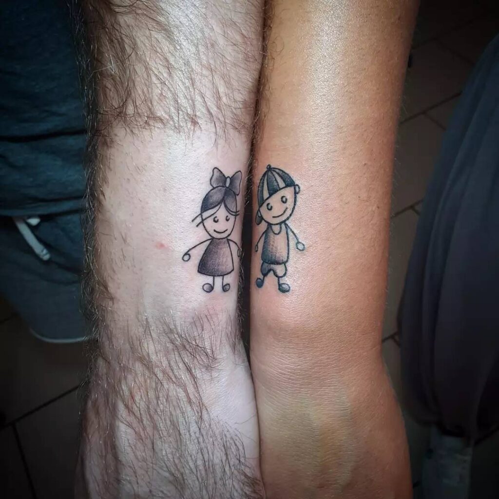 Simple Sibling Stick Figure Tattoo brother sister tattoos tattoo
