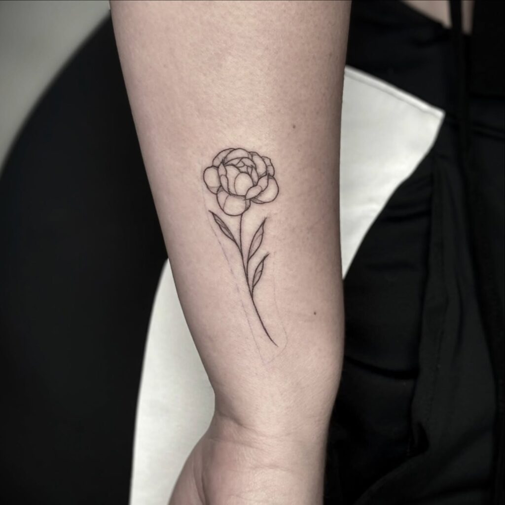 Single Line Peony Tattoo minimal tiny flower tattoo ideas tattoo