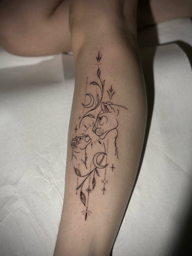 Single Needle Swallow in Upward Flight fine line tattoo