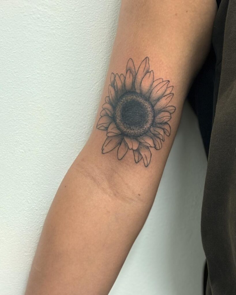 Single Sunflower Lower Upper Arm Tattoo sunflower tattoos tattoo