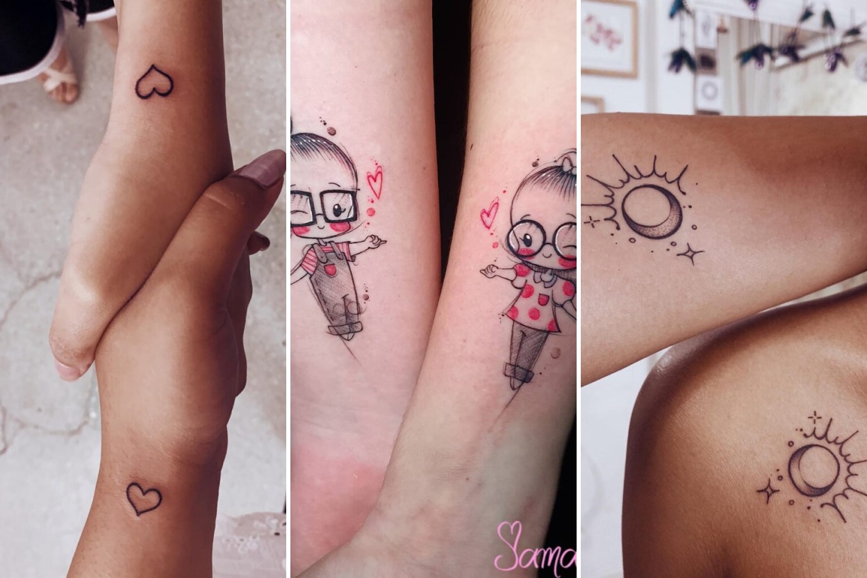 Aesthetic sisters tattoos and delicate ink ideas collage