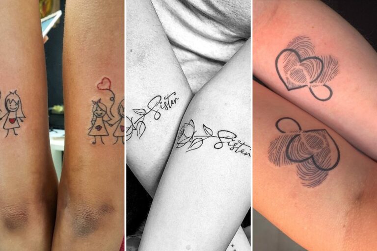 Aesthetic sisters tattoos and delicate ink ideas collage