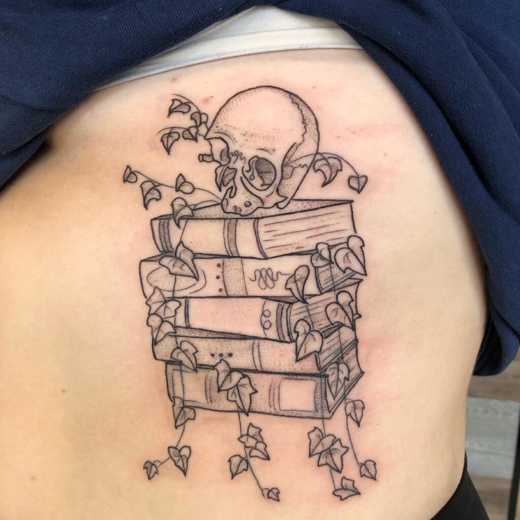 Moon Phases Skeleton Reader Tattoo book lover tattoos tattoo