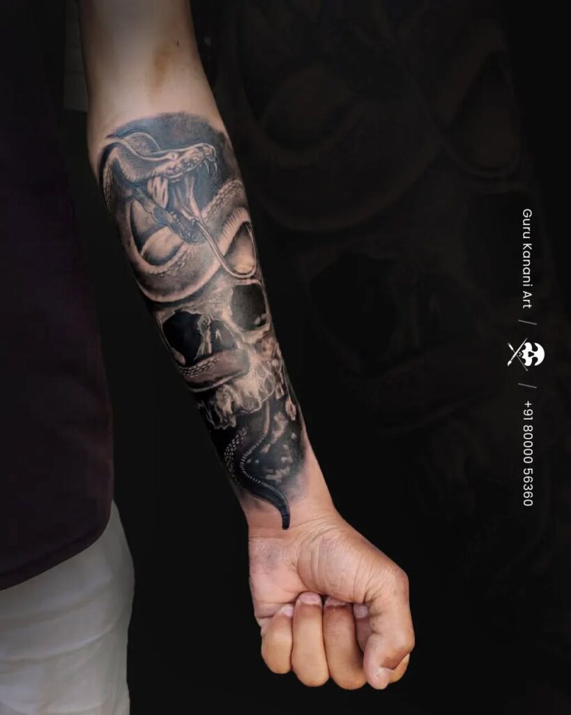 Skull and Snake Half Sleeve Tattoo half sleeve tattoos for men tattoo