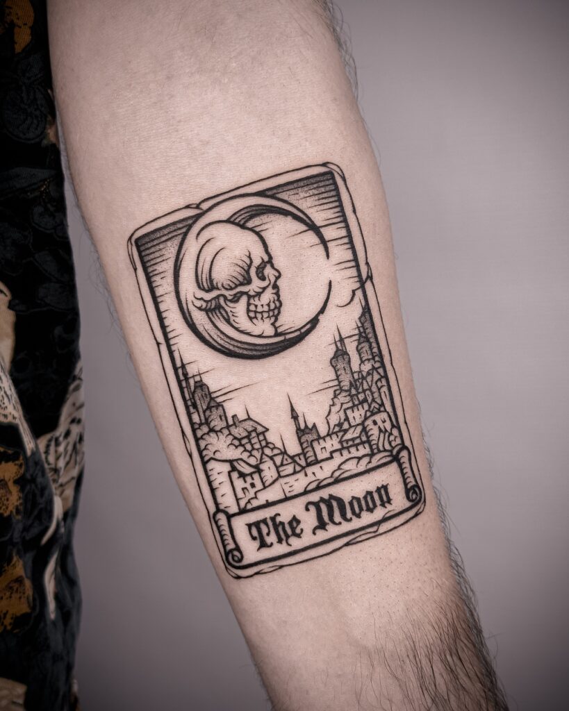 Skull Moon Tarot Card Tattoo moon tattoos tattoo
