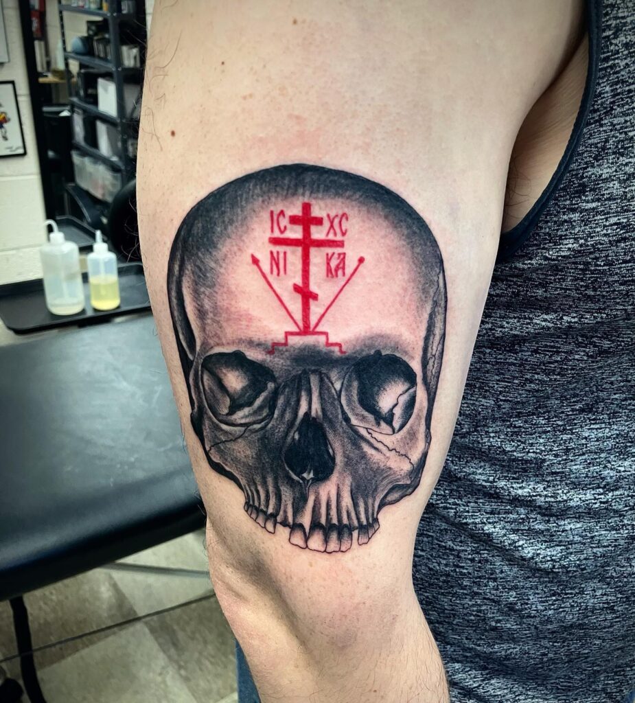 Praying Hands with Geometric and Cosmic Elements Tattoo christian tattoos tattoo