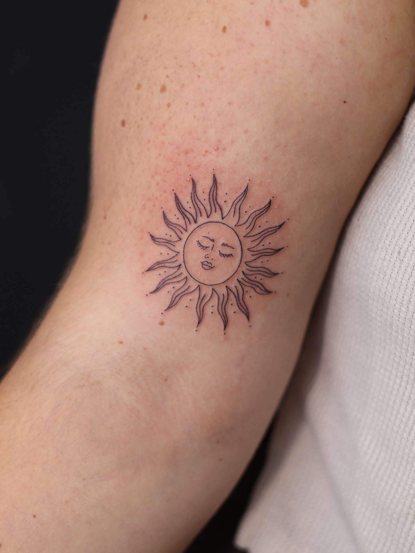 Floral Celestial Sun Face Tattoo sun tattoos ideas tattoo