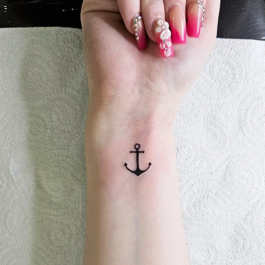 Minimalist Moon And Hearts Wrist Tattoo