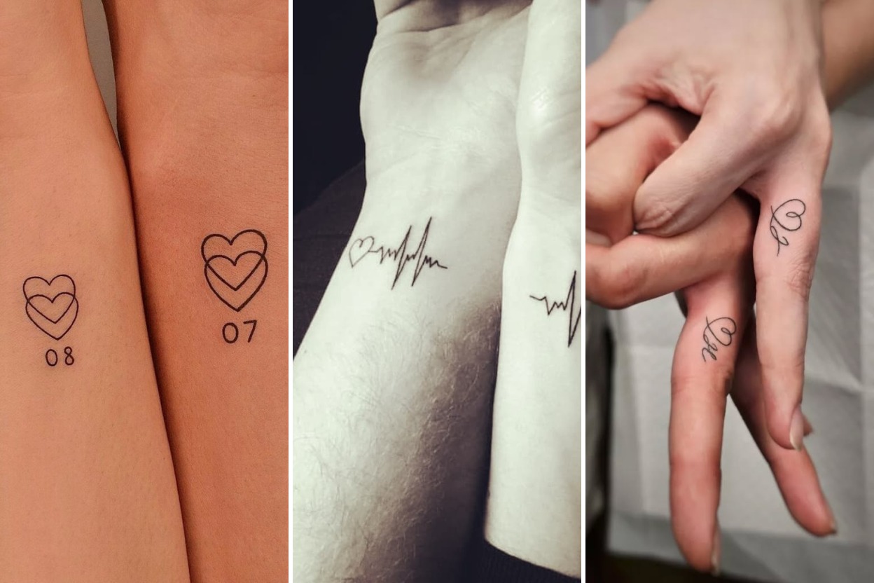 Aesthetic small couple tattoos and delicate ink ideas collage