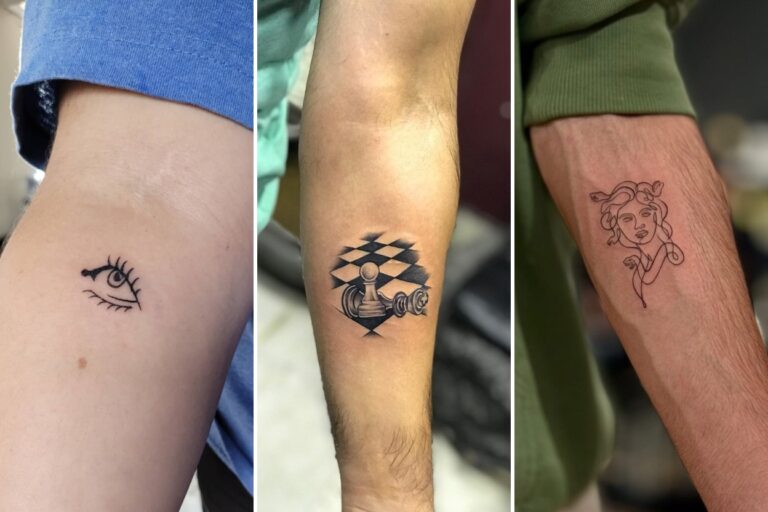 Aesthetic small forearm tattoo ideas for men and delicate ink ideas collage