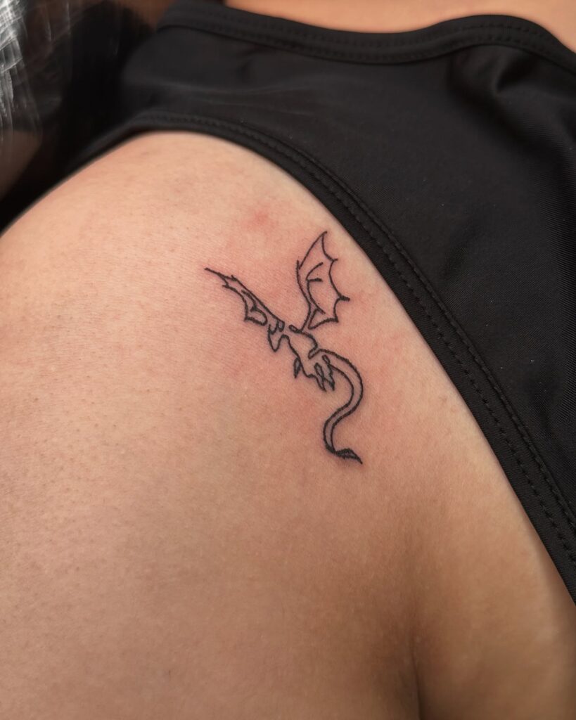 Blue And Purple Dragon Thigh Tattoo