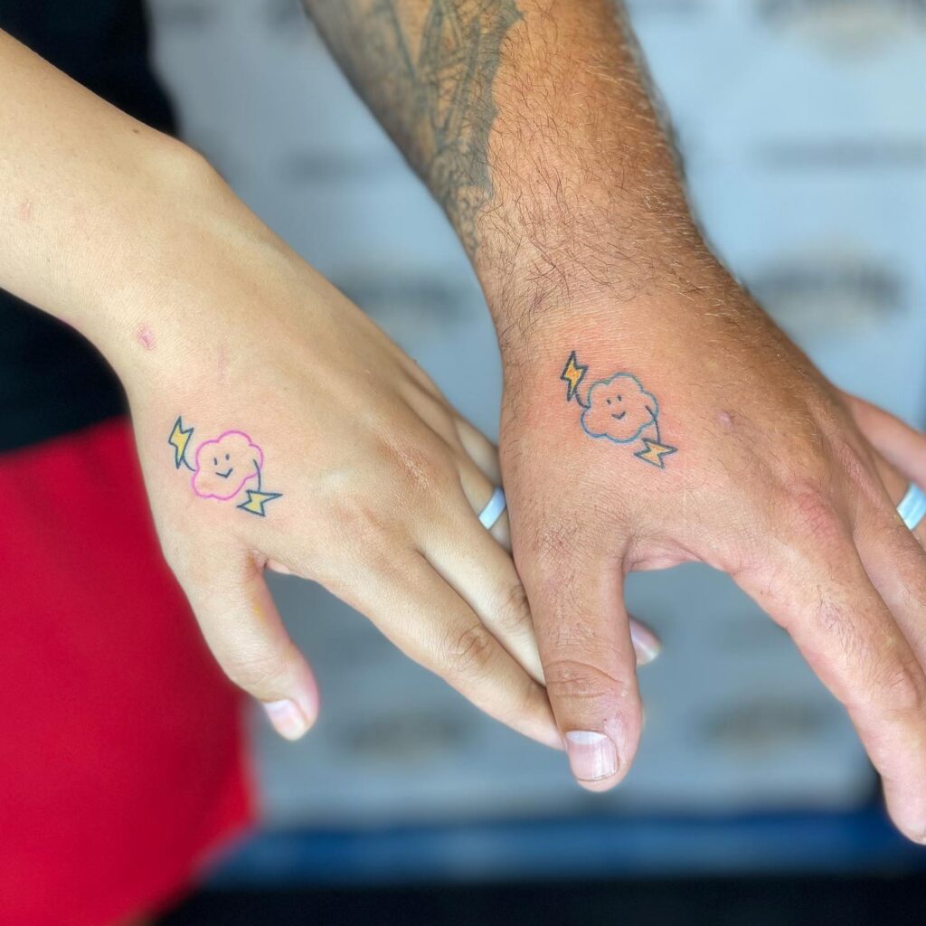 Groovy Frogs and Disco Ball Matching Tattoos silly matching tattoos tattoo