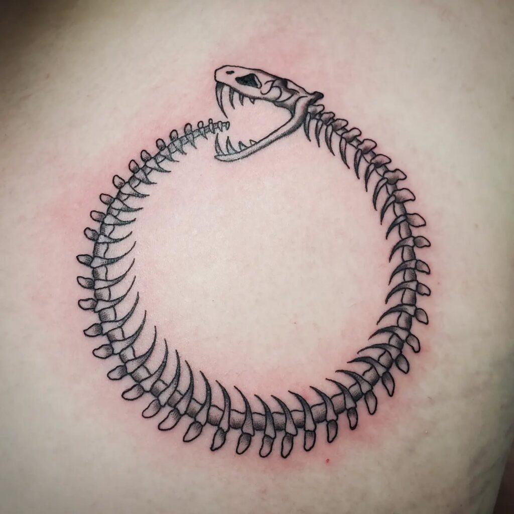 Mechanical Chain-Link Ouroboros Tattoo