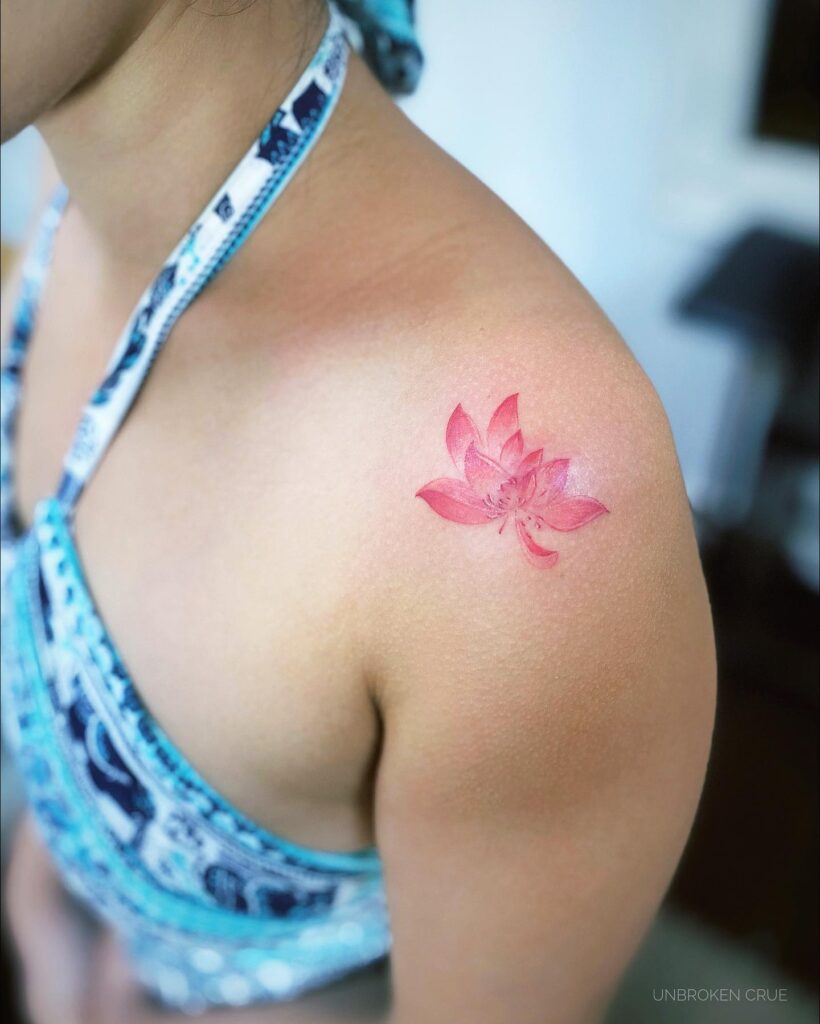 Soft Pink Lotus Flower Tattoo women shoulder flower tattoo ideas tattoo
