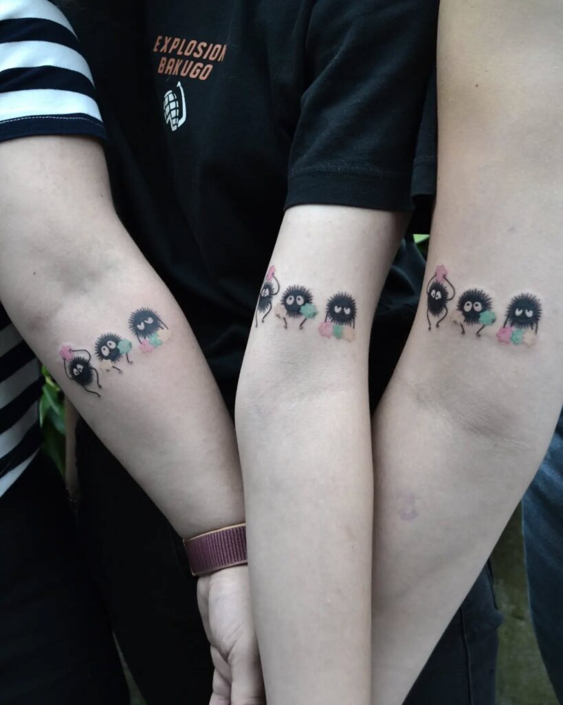 Matching Wildflower Bouquet Trio Tattoo