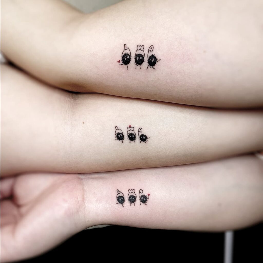 Matching Flying Bird Trio Tattoo